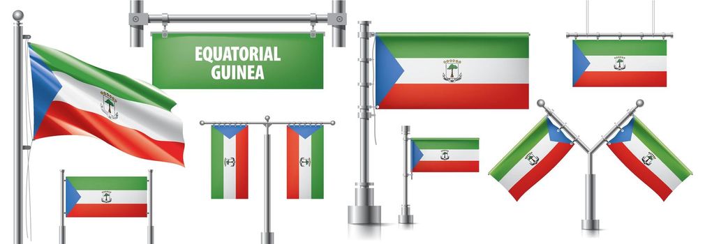 Vector set of the national flag of Equatorial Guinea in various creative designs.