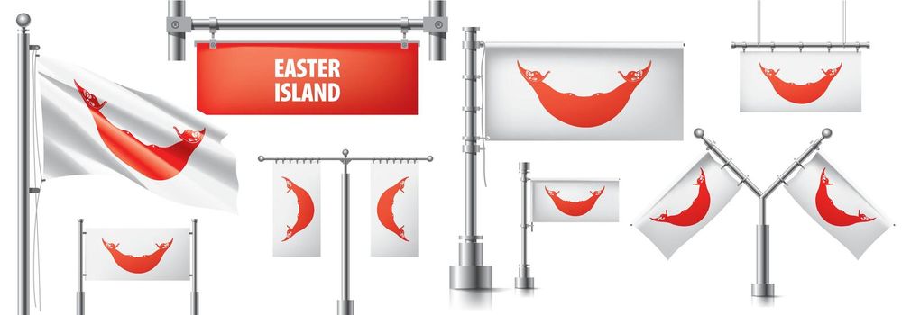 Vector set of the national flag of Easter Island in various creative designs.