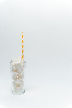 sugar in a glass with a straw cocktail sweets energy. High quality photo