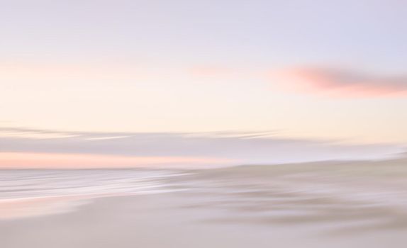 Abstract blurred sea landscape and cloudy sky background in light tonality with copy space