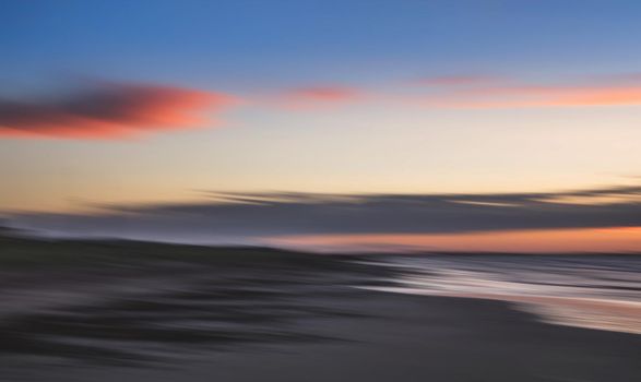 Abstract blurred sea landscape and cloudy sky background