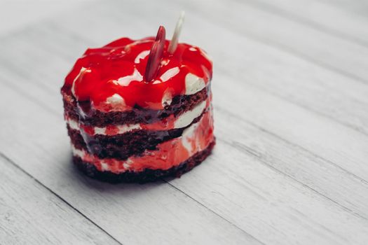 red round cake delight delicacy food diet wooden background. High quality photo