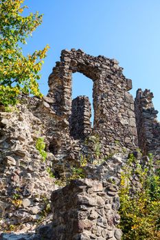 Nevitsky Castle. The wall of an old castle in early autumn