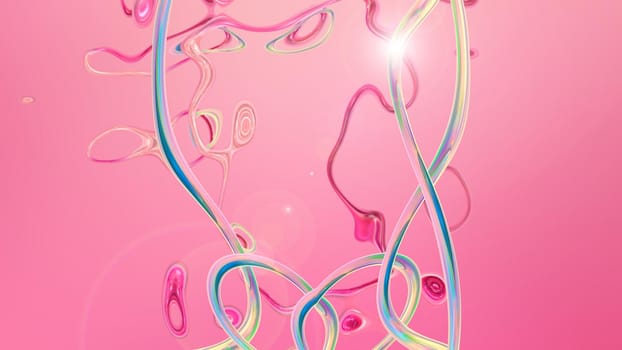 Abstract pink background with light lines. 3d image, 3d rendering