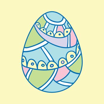 Happy Easter eggs with ornament. Black and white Happy Easter vector illustration. Boho Easter concept design in pastel