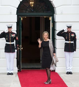 WASHINGTON D.C., USA - Mar 31, 2016: Nuclear Security Summit. High Representative of European Union for Foreign Affairs and Security Policy Federica Mogherini welcomes the participants of the summit
