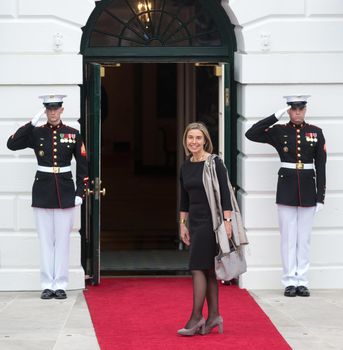 WASHINGTON D.C., USA - Mar 31, 2016: Nuclear Security Summit. High Representative of European Union for Foreign Affairs and Security Policy Federica Mogherini welcomes the participants of the summit