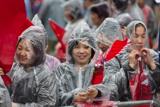 WASHINGTON D.C., USA - Apr 01, 2016: A peaceful demonstration of Chinese activists during the Nuclear Security Summit in Washington, DC
