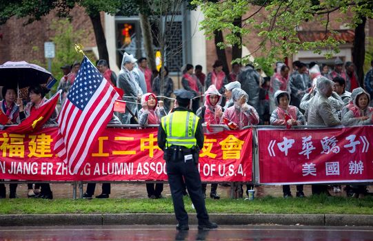 WASHINGTON D.C., USA - Apr 01, 2016: A peaceful demonstration of Chinese activists during the Nuclear Security Summit in Washington, DC
