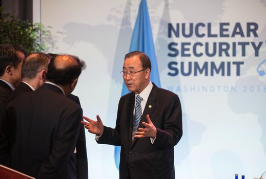 WASHINGTON D.C., USA - Apr 01, 2016: UN Secretary General Ban Ki-moon during the Nuclear Security Summit in Washington