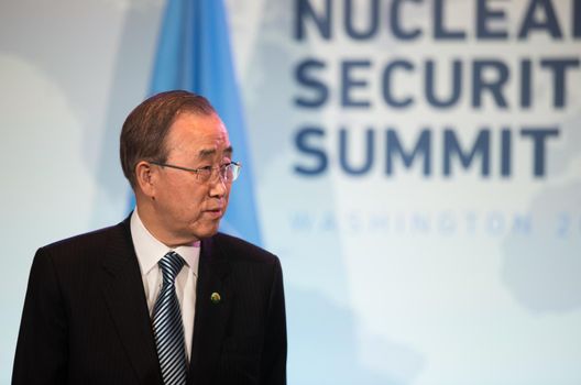 WASHINGTON D.C., USA - Apr 01, 2016: UN Secretary General Ban Ki-moon during the Nuclear Security Summit in Washington
