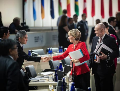 WASHINGTON D.C., USA - Mar 31, 2016: Working moments at the Nuclear Security Summit in Washington. The Nuclear Security Summit is a world summit, aimed at preventing nuclear terrorism around the globe