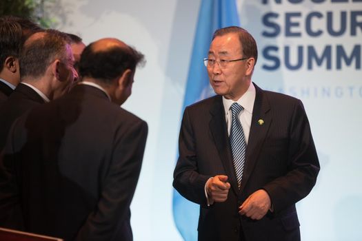 WASHINGTON D.C., USA - Apr 01, 2016: UN Secretary General Ban Ki-moon during the Nuclear Security Summit in Washington