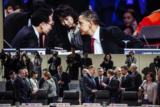 WASHINGTON D.C., USA - Mar 31, 2016: Working moments at the Nuclear Security Summit in Washington. The Nuclear Security Summit is a world summit, aimed at preventing nuclear terrorism around the globe