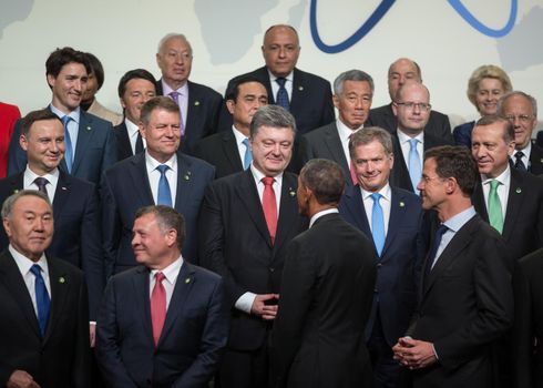 WASHINGTON D.C., USA - Mar 31, 2016: Working moments at the Nuclear Security Summit in Washington. The Nuclear Security Summit is a world summit, aimed at preventing nuclear terrorism around the globe