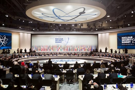 WASHINGTON D.C., USA - Mar 31, 2016: Working moments at the Nuclear Security Summit in Washington. The Nuclear Security Summit is a world summit, aimed at preventing nuclear terrorism around the globe