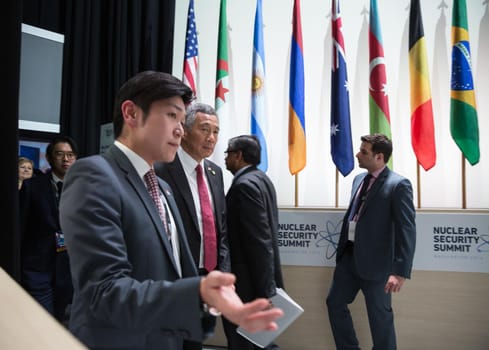 WASHINGTON D.C., USA - Mar 31, 2016: Working moments at the Nuclear Security Summit in Washington. The Nuclear Security Summit is a world summit, aimed at preventing nuclear terrorism around the globe