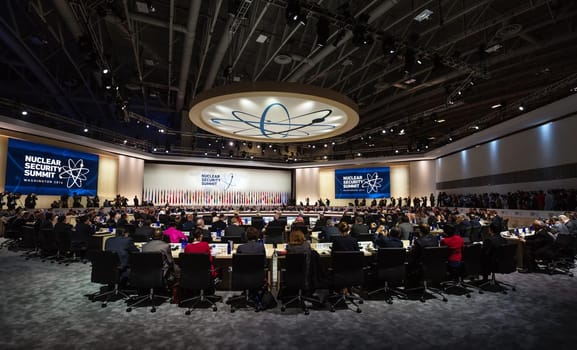 WASHINGTON D.C., USA - Mar 31, 2016: Working moments at the Nuclear Security Summit in Washington. The Nuclear Security Summit is a world summit, aimed at preventing nuclear terrorism around the globe