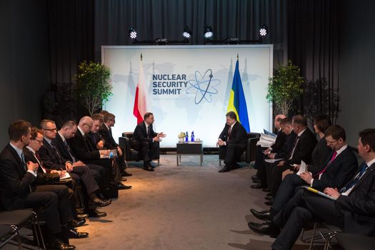 WASHINGTON D.C., USA - Apr 01, 2016: President of Ukraine Petro Poroshenko and President of Poland Andrzej Duda at the Nuclear Security Summit in Washington