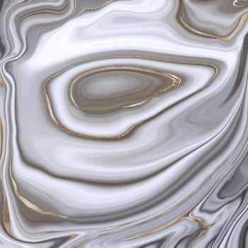Beautiful realistic grey abstract marble agate with golden veins. Abstract marbling agate texture and shiny gold curves background. Fluid marbling effect. Illustration