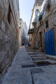 Empty streets of Jerusalem Old city during corona virus closure