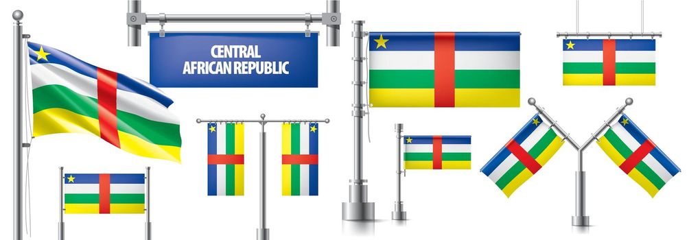 Vector set of the national flag of Central African Republic in various creative designs.