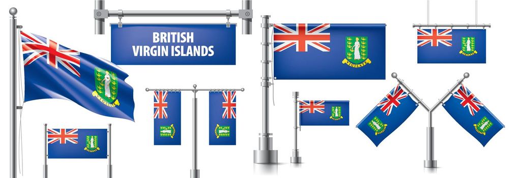 Vector set of the national flag of British Virgin Islands in various creative designs.
