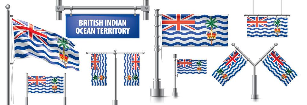 Vector set of the national flag of British Indian Ocean Territory in various creative designs