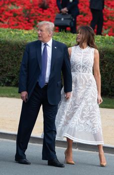 BRUSSELS, BELGIUM - Jul 11, 2018: US President Donald Trump and the First Lady of the United States Melania Trump at the summit of the NATO military alliance