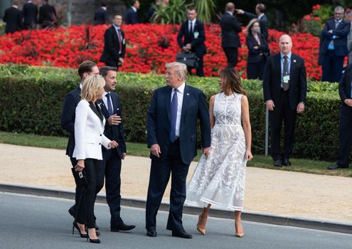 BRUSSELS, BELGIUM - Jul 11, 2018: US President Donald Trump and the First Lady of the United States Melania Trump at the summit of the NATO military alliance