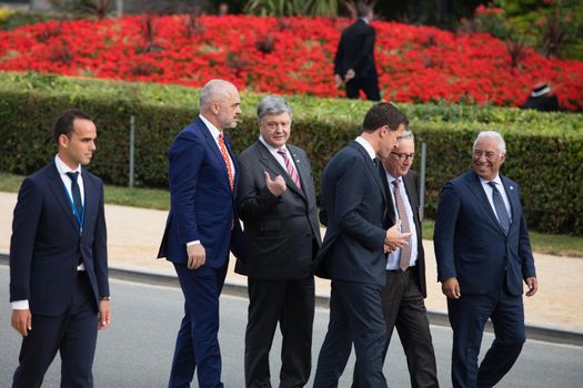 BRUSSELS, BELGIUM - Jul 12, 2018: Ukrainian President Petro Poroshenko and the leaders of states during NATO military alliance summit in Brussels