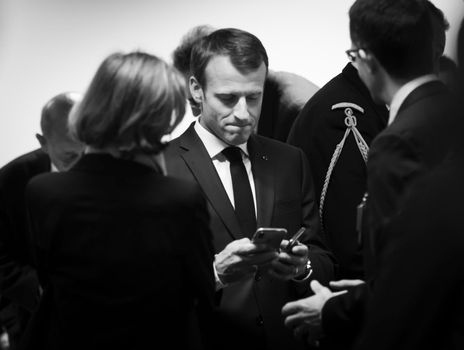 BRUSSELS, BELGIUM - Jul 12, 2018: French President Emmanuel Macron during the NATO military alliance summit in Brussels
