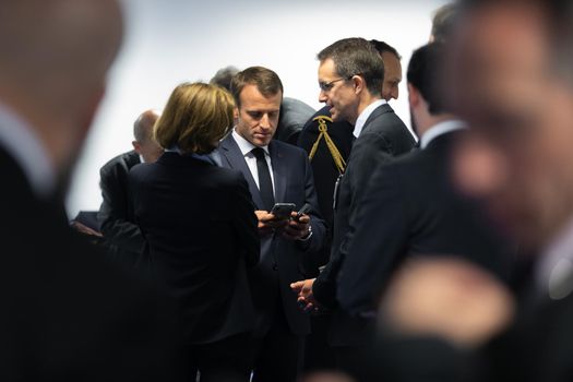 BRUSSELS, BELGIUM - Jul 12, 2018: French President Emmanuel Macron during the NATO military alliance summit in Brussels