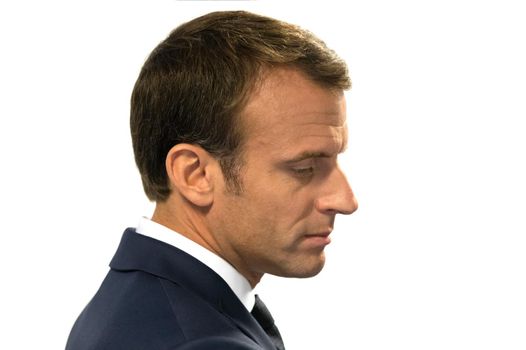 BRUSSELS, BELGIUM - Jul 12, 2018: French President Emmanuel Macron during the NATO military alliance summit in Brussels