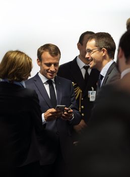 BRUSSELS, BELGIUM - Jul 12, 2018: French President Emmanuel Macron during the NATO military alliance summit in Brussels