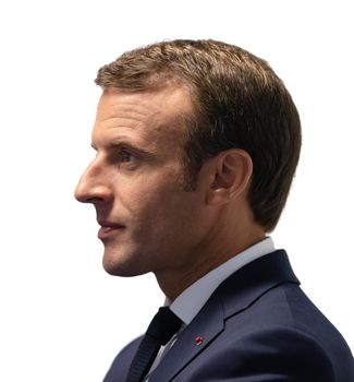 BRUSSELS, BELGIUM - Jul 12, 2018: French President Emmanuel Macron during the NATO military alliance summit in Brussels
