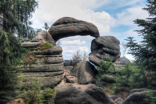 Rock Gate in the nature reserve Broumov Walls, PLA Broumov, Czech Republic