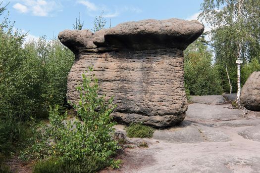 Stone mushrooms - bizarre rock formations, Broumov Walls, PLA Broumovsko, Czech Republic