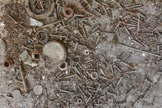 Abstract detail of the old and damaged rusted bolt