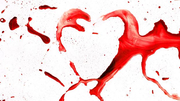 Abstract heart shape from splashes and blobs and drops aspect ratio 16:9