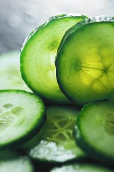 Fresh ripe cucumber, organic food closeup
