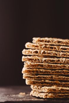 Crispy whole grain crackers, diet food closeup