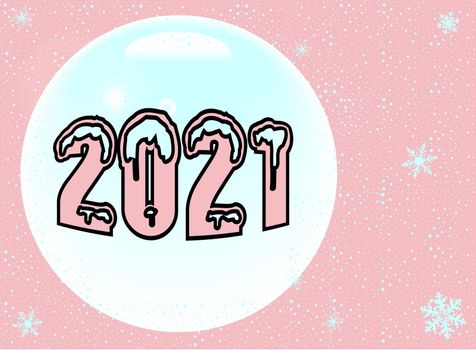 New year 2021 pink and snowflake background