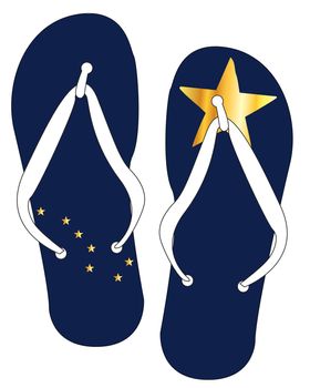 Alaska State Flag flip flop shoe silhouette on a white background