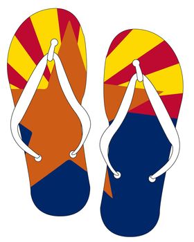 Arizona State Flag flip flop shoe silhouette on a white background