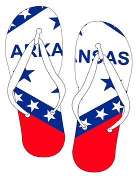 Arkansas State Flag flip flop shoe silhouette on a white background