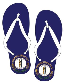 Kentucky State Flag flip flop shoe silhouette on a white background