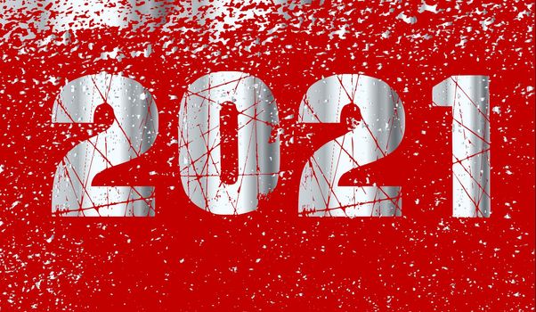 A new year 2021 card background in red and silver