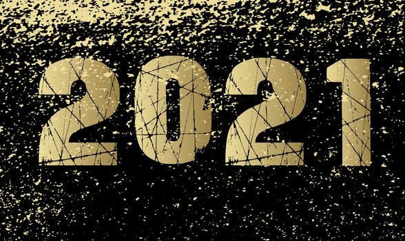 A new year 2021 card background in gold and black