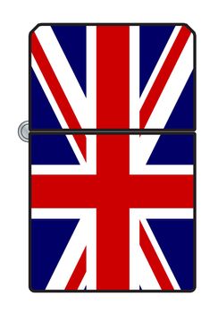 A typical cigarette lighter with a UK Union Jack flag motif